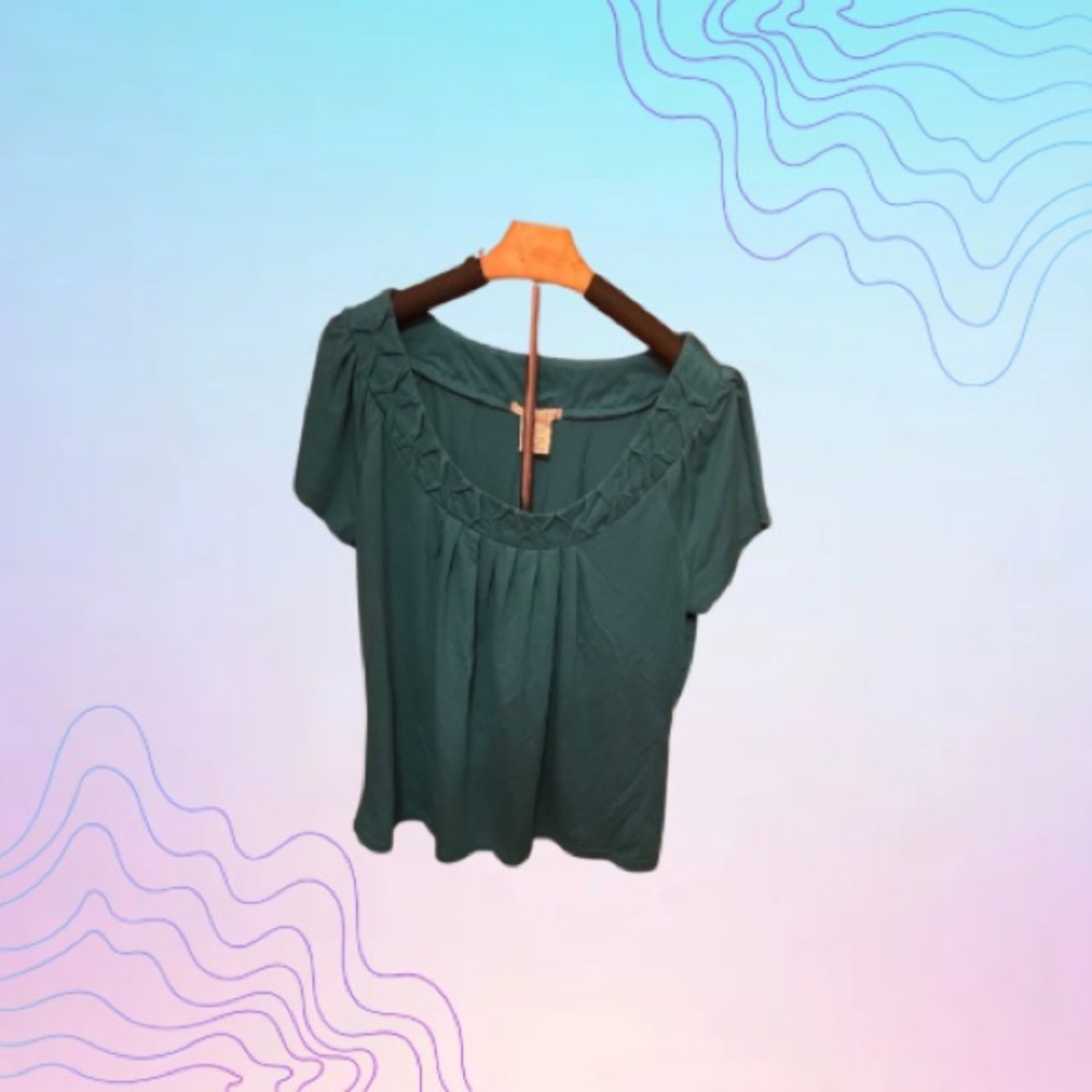 FRED DAVID Teal Short Sleeve Blouse